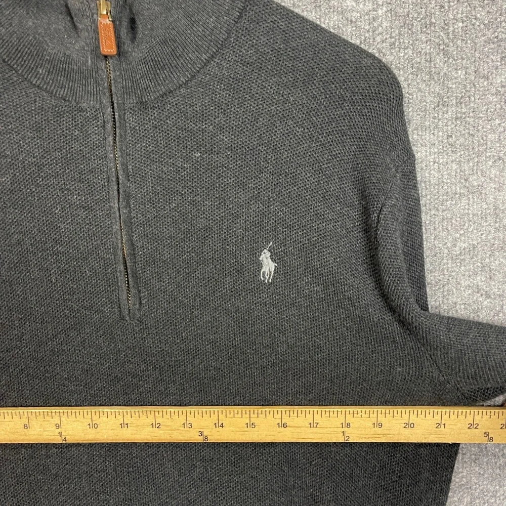 Polo Ralph Lauren Quarter Zip Sweater Mens Large Charcoal Grey Pima Cotton